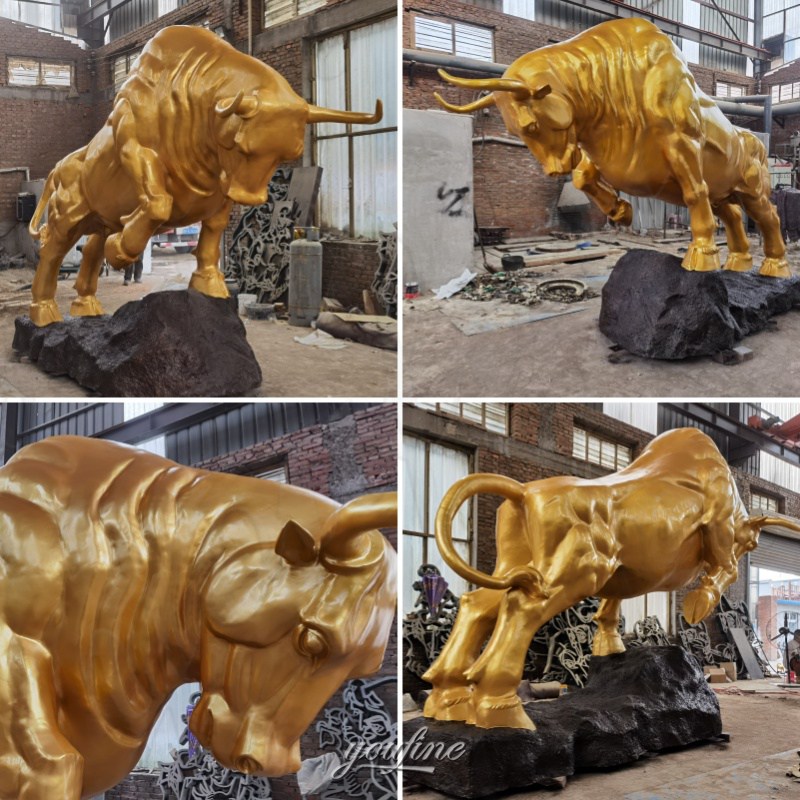 finished gold bull statue