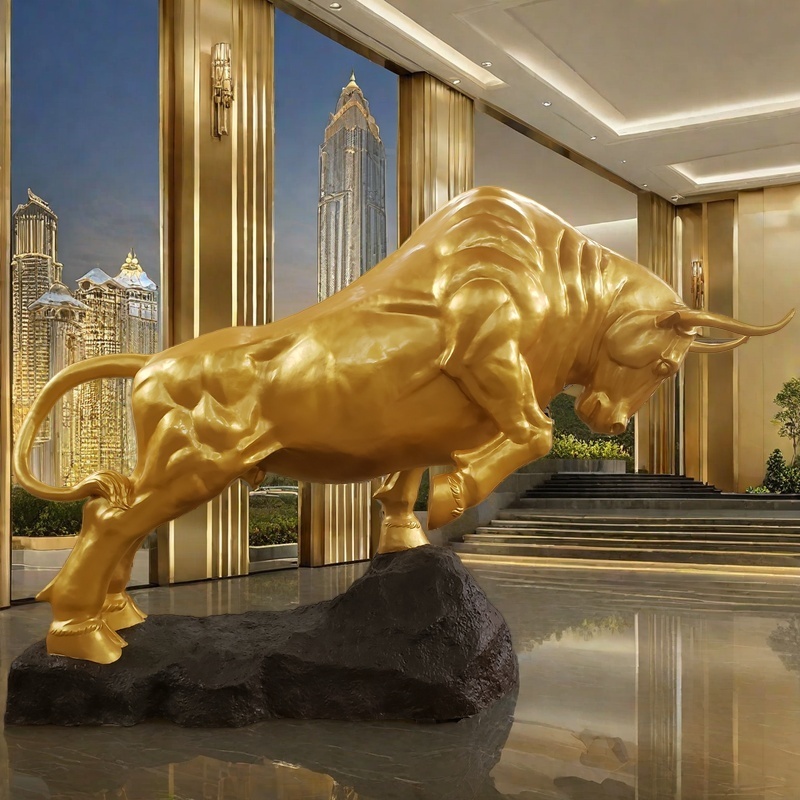 gold bull sculpture