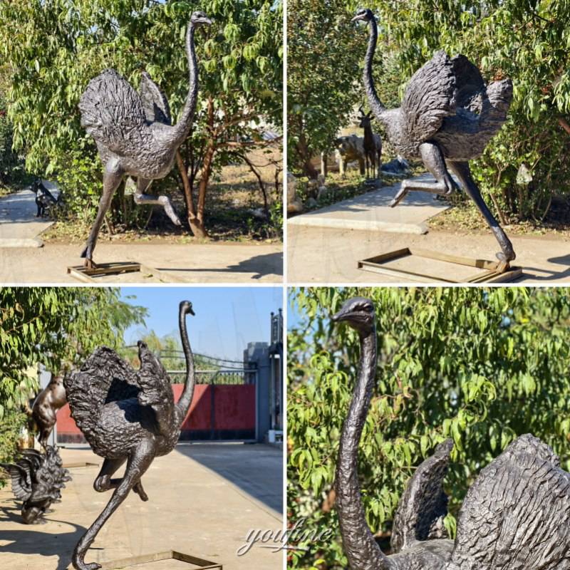 bronze ostrich sculpture details