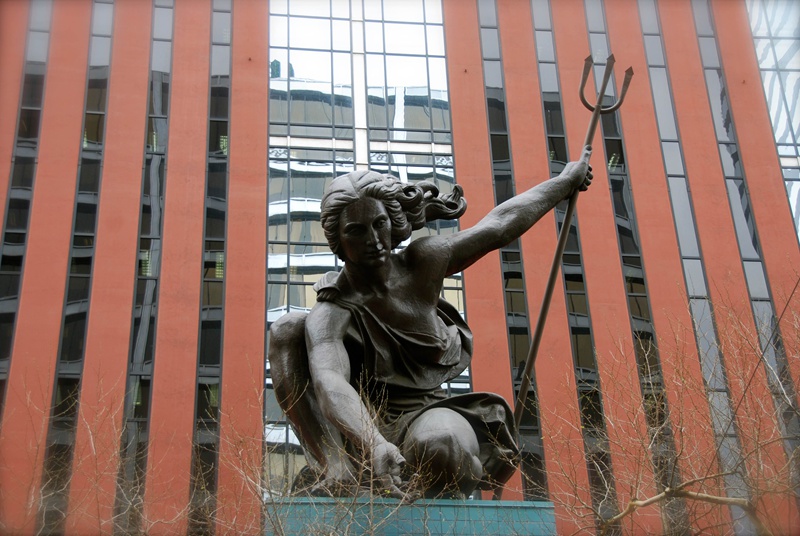 bronze Portlandia sculpture