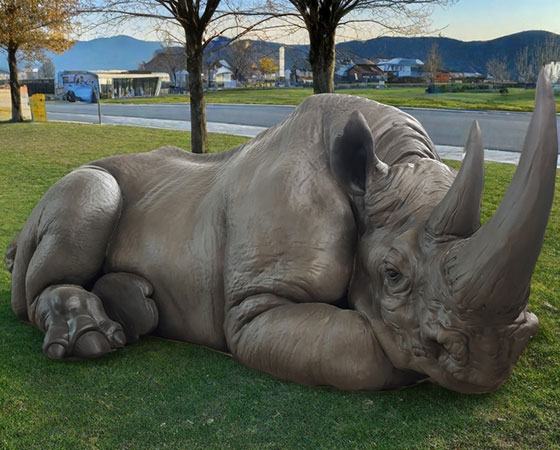 bronze rhino statue