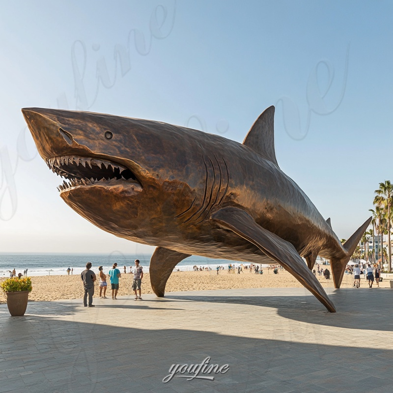 bronze shark statue