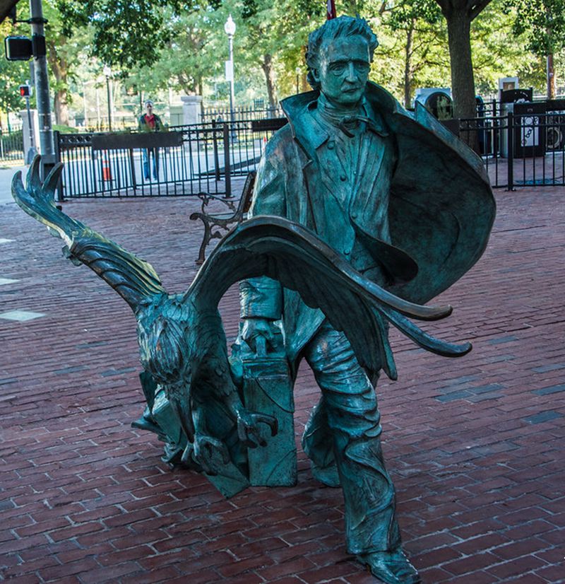 famous bronze Edgar Allan Poe statue