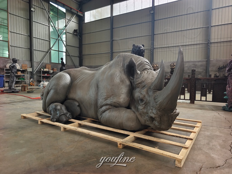 finished bronze rhino statue