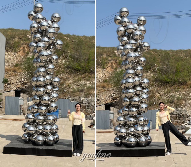 Finished Stainless Steel Ball Column Sculpture