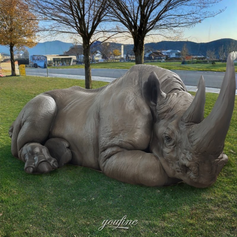 life size bronze rhino statue