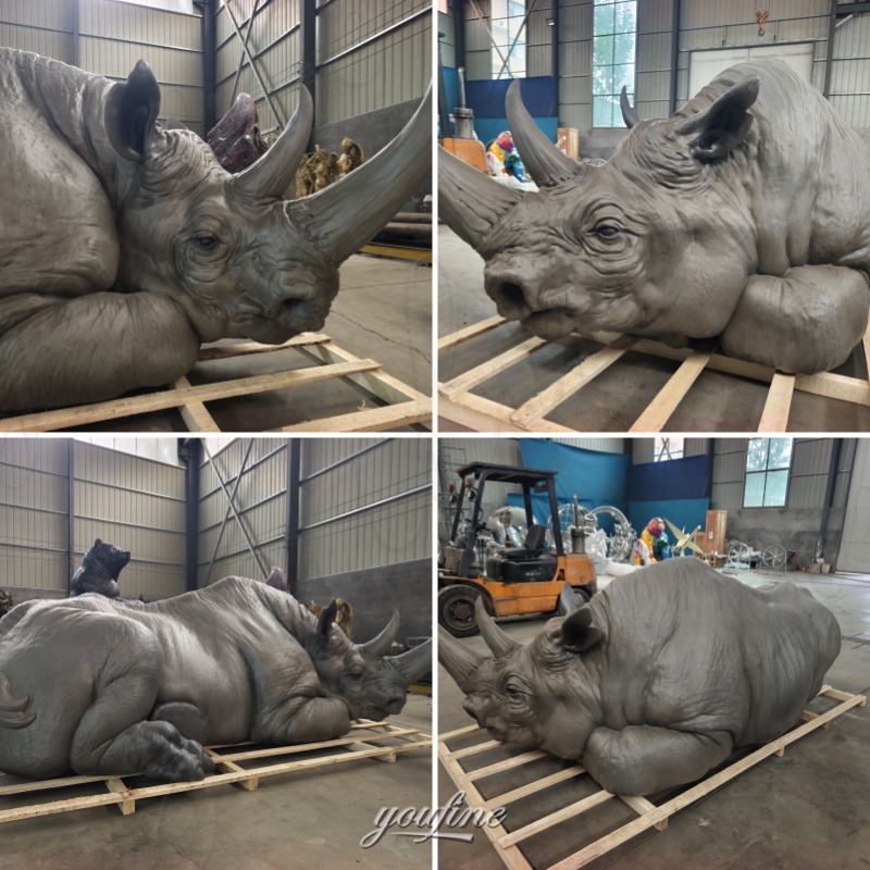 rhino sculpture different angle show