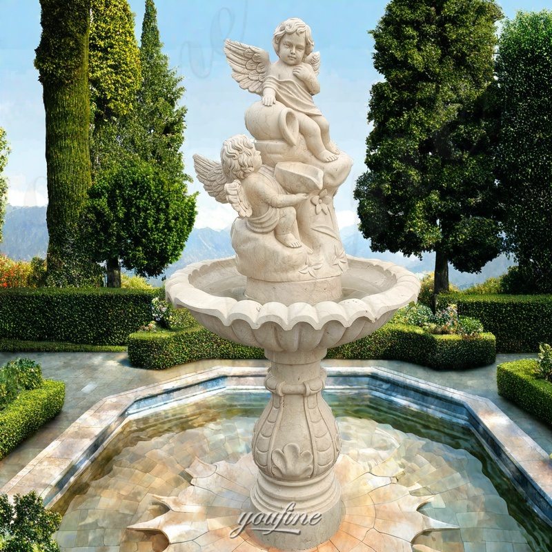 hand carved cherub water fountain