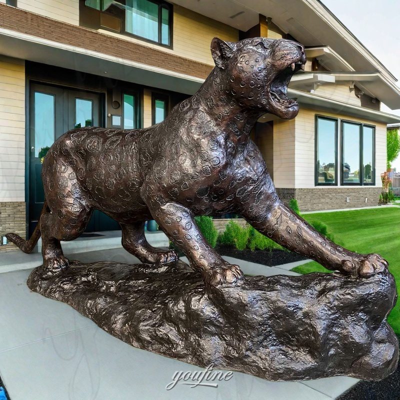 large bronze jaguar statue