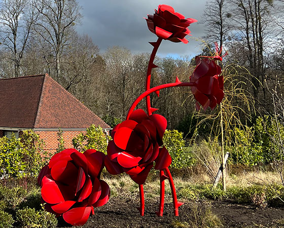 metal rose sculpture