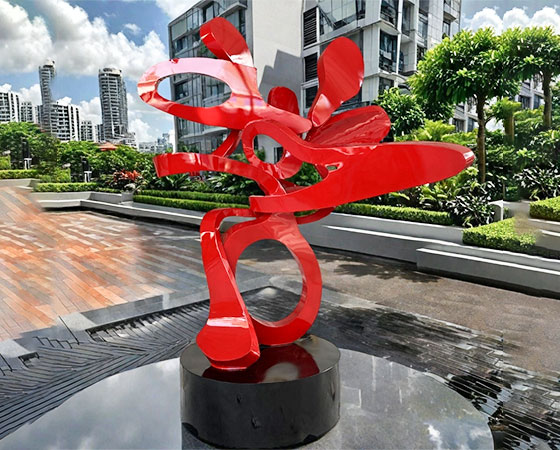 red abstract sculpture