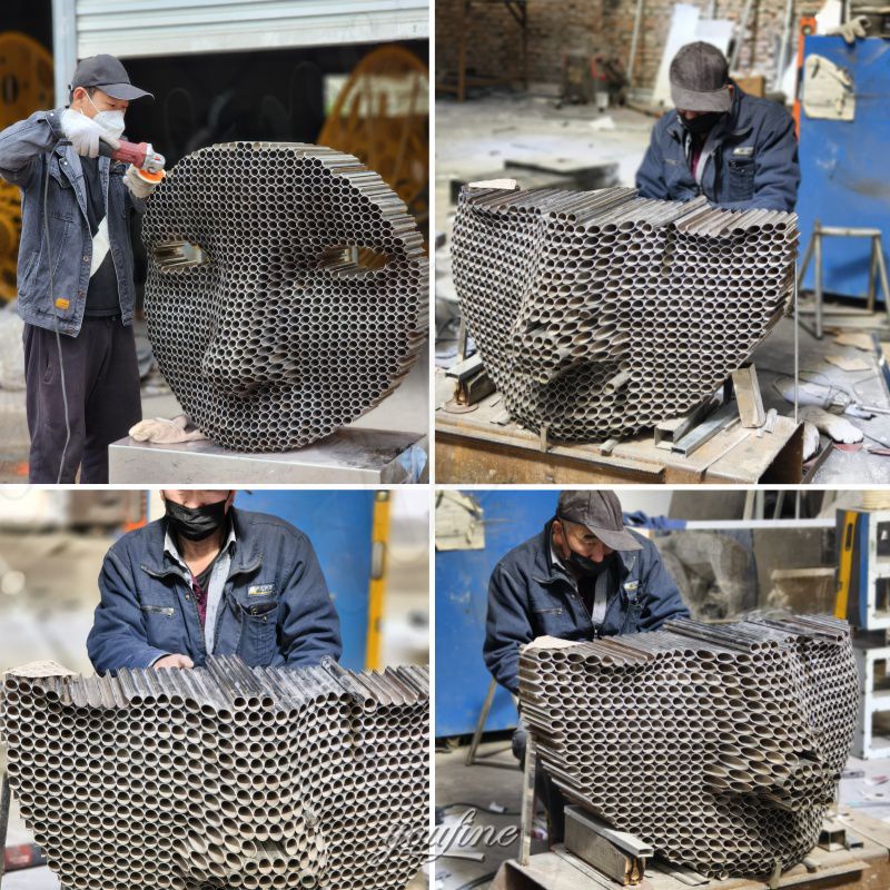 stainless steel tube sculpture in process