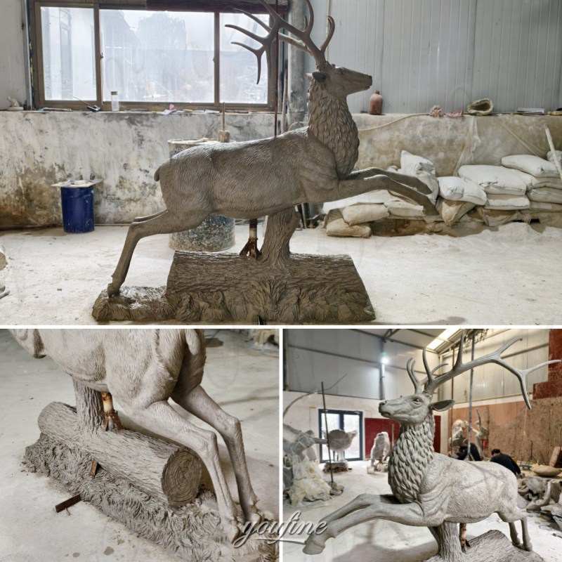 red deer statue clay model